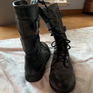 Grey combat boots